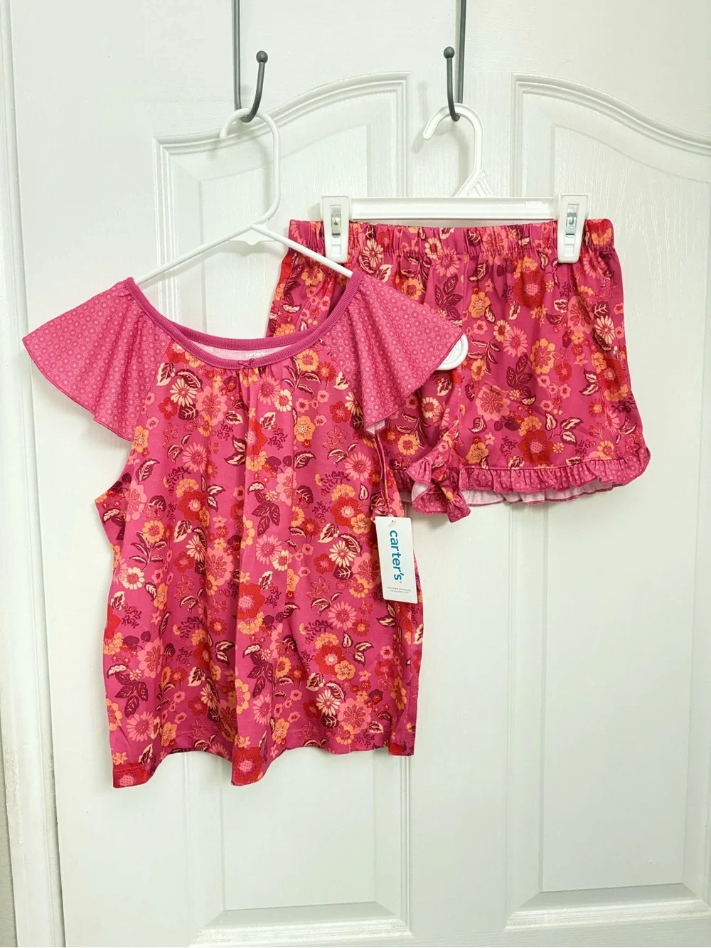 Carter's Hot Pink Floral Flutter Sleeve Pajama Set
